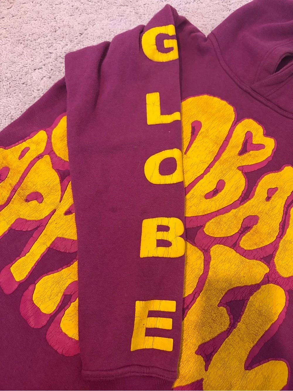 Global Apparel Kids Hoodie - Purple with Yellow Graphic